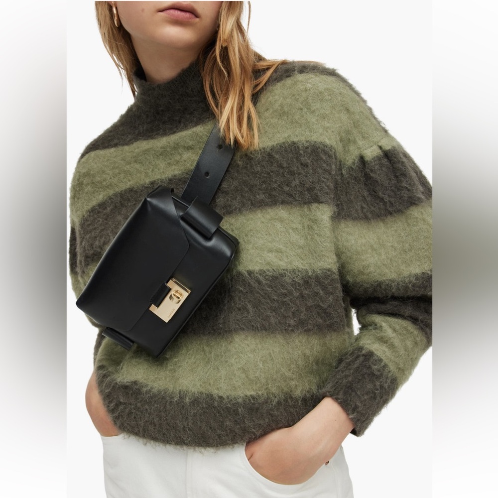 NWT All Saints 3 in 1 Suede brown leather Frankie Crossbody Bag + Dust Bag - Picture 2 of 16
